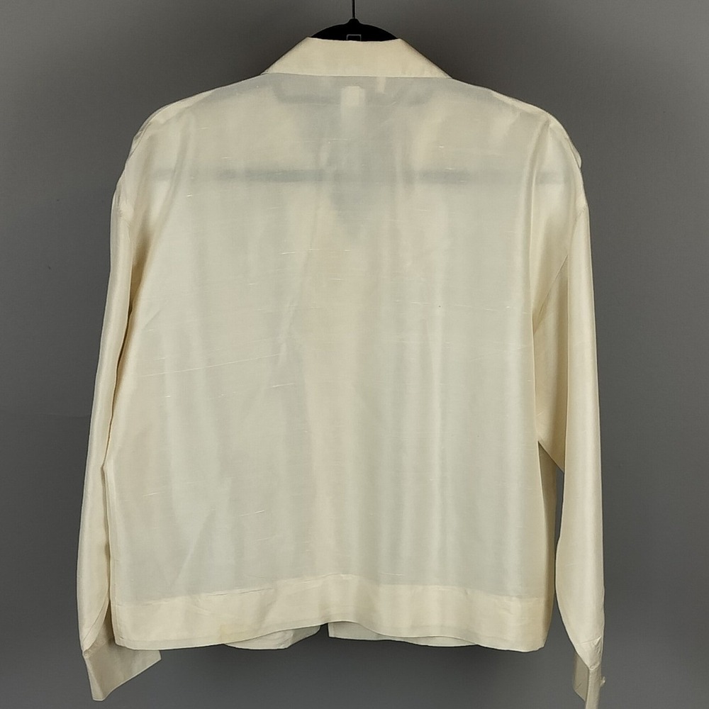 Vintage Jones New York 100% Silk Boxy Button Down Shirt Cream Ivory Womens 6 - Picture 3 of 5